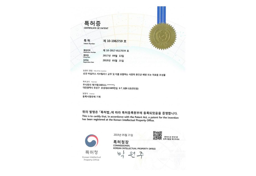 10-1982759 (1625972596) 신규바실러스 서브틸리스균주 및 치료용 조성물